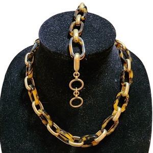 Chloe and Isabel Tortoise Shell Link Necklace and Bracelet Set